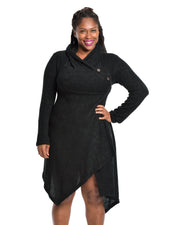 Hooded Pixie Sweater Dress in Black