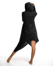 Hooded Pixie Sweater Dress in Black