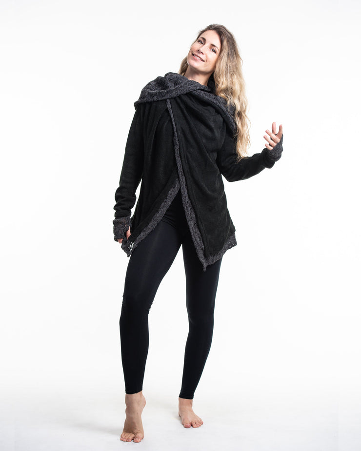 Hooded Shawl Cardigan in Black