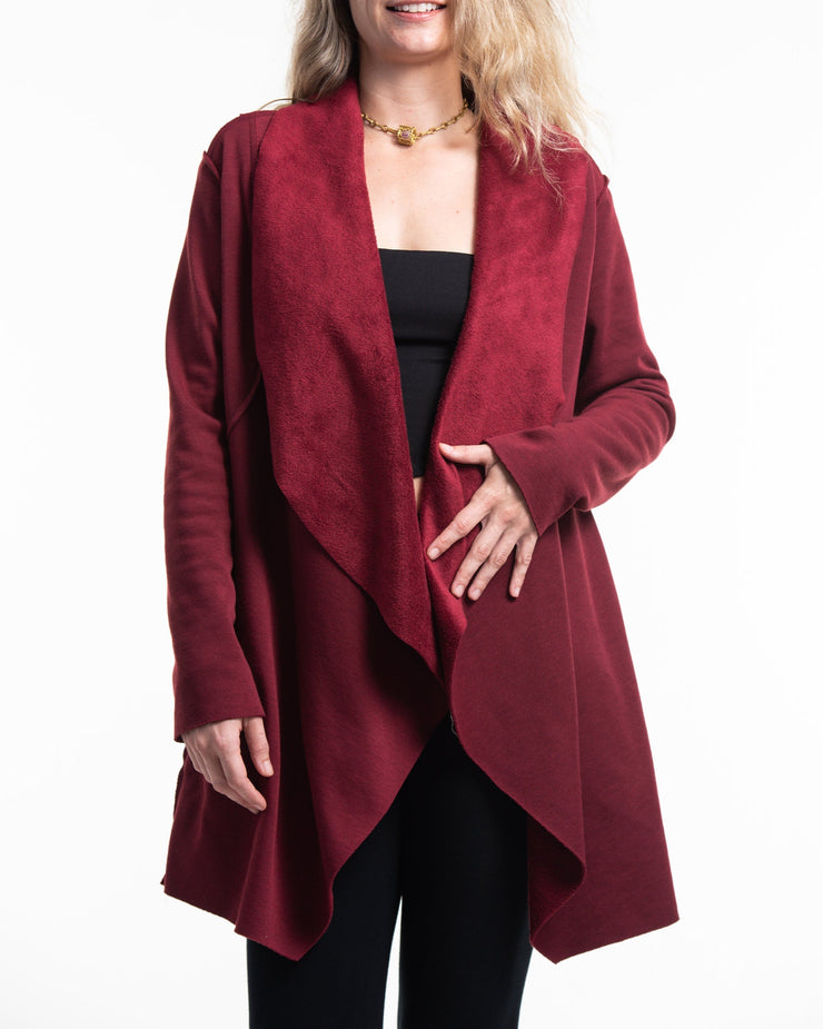 Fleece Cardigan in Red