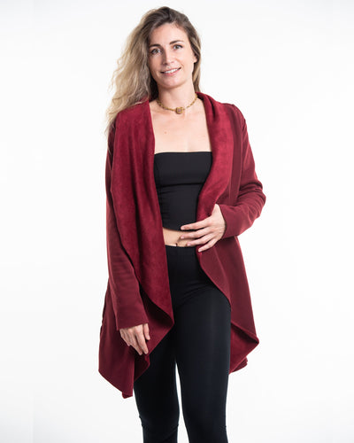 Fleece Cardigan in Red