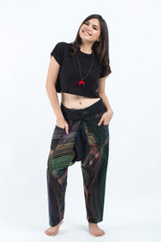 Rainbow Prints Woman's Slim Cut Fisherman Pants in Black