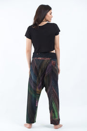 Rainbow Prints Woman's Slim Cut Fisherman Pants in Black