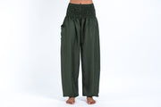 Solid Color Women's Harem Pants in Dark Green