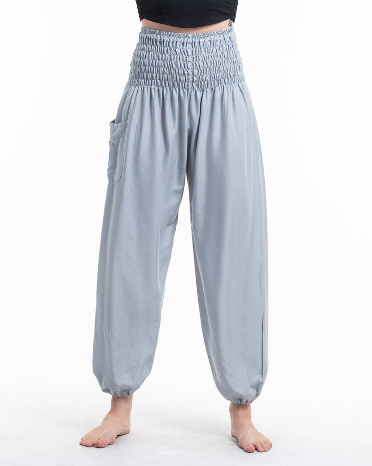 Solid Color Women's Harem Pants in Light Gray