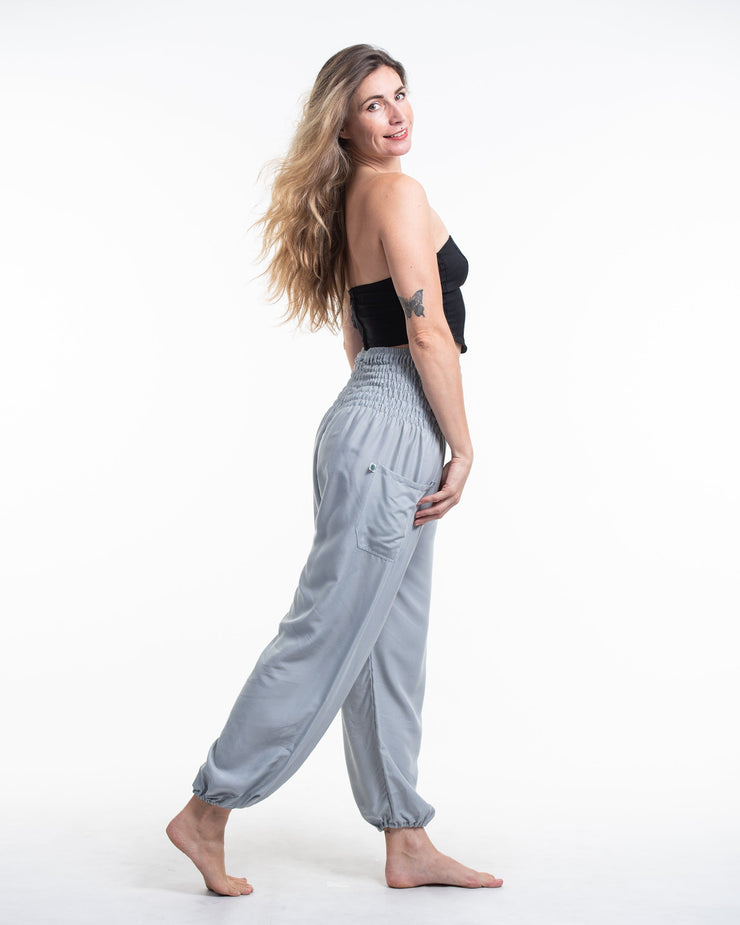 Solid Color Women's Harem Pants in Light Gray