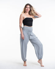 Solid Color Women's Harem Pants in Light Gray