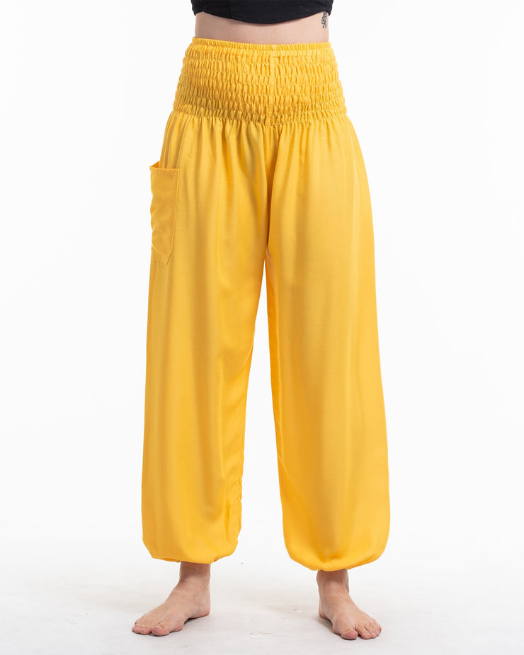 Solid Color Women's Harem Pants in Light Yellow