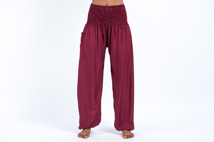 Solid Color Women's Harem Pants in Red