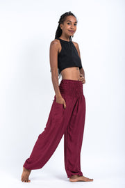 Solid Color Women's Harem Pants in Red