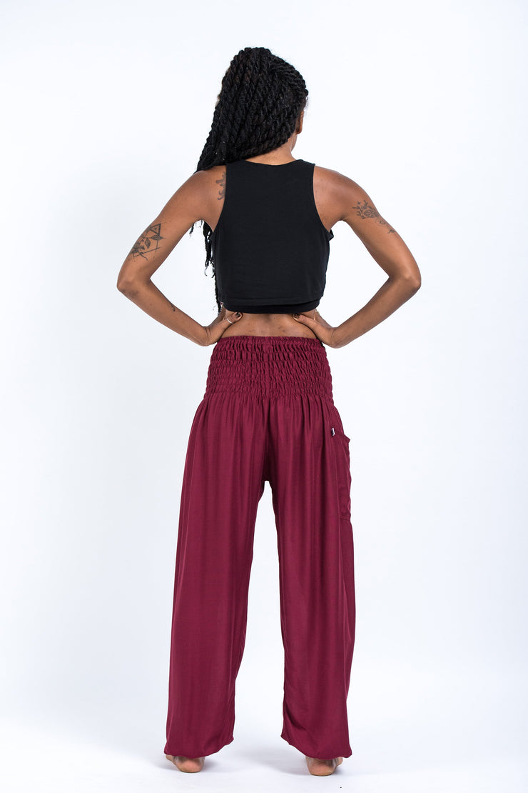 Solid Color Women's Harem Pants in Red