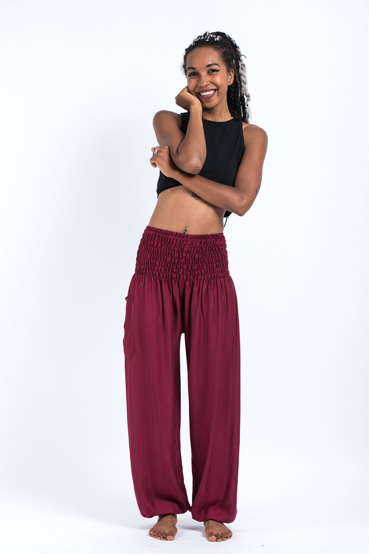 Solid Color Women's Harem Pants in Red