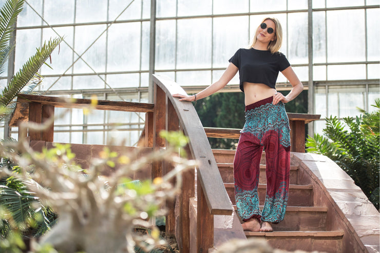 Geometric Mandalas Women's Harem Pants in Red