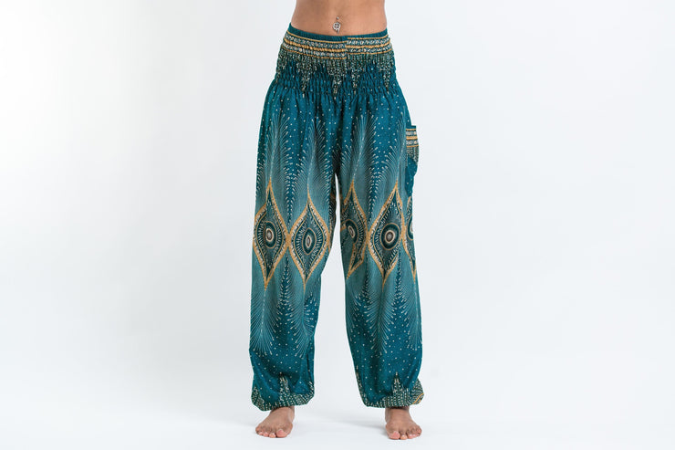 Diamond Peacock Women's Harem Pants in Turquoise