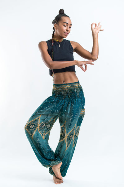 Diamond Peacock Women's Harem Pants in Turquoise