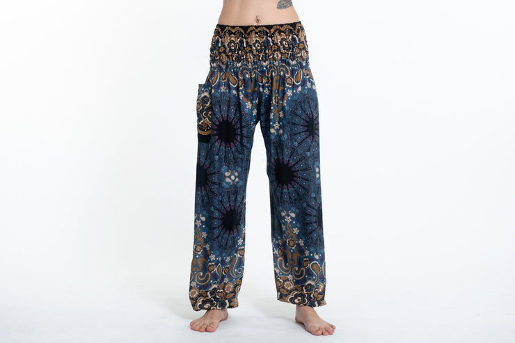 Paisley Mandalas Women's Harem Pants in Blue Gray