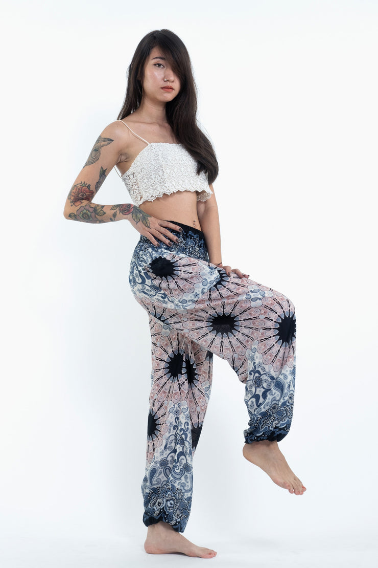 Paisley Mandalas Women's Harem Pants in Silver Gray