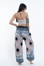 Paisley Mandalas Women's Harem Pants in Silver Gray