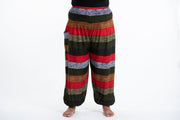 Plus Size Boho Striped Women's Harem Pants in Green