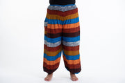 Plus Size Boho Striped Women's Harem Pants in Rust