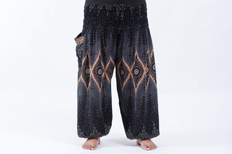 Plus Size Diamond Peacock Women's Harem Pants in Black