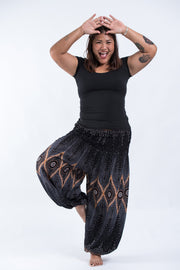 Plus Size Diamond Peacock Women's Harem Pants in Black