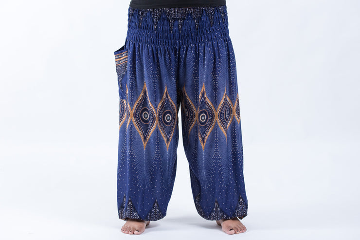 Plus Size Diamond Peacock Women's Harem Pants in Blue