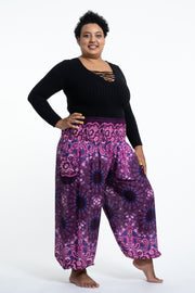 Plus Size Paisley Mandalas Women's Harem Pants in Purple