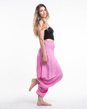 Solid Color 2-in-1 Jumpsuit Harem Pants in Light Pink