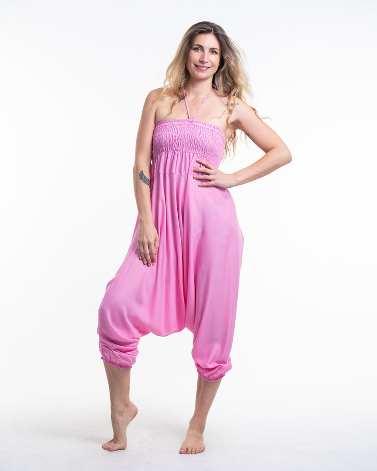 Solid Color 2-in-1 Jumpsuit Harem Pants in Light Pink