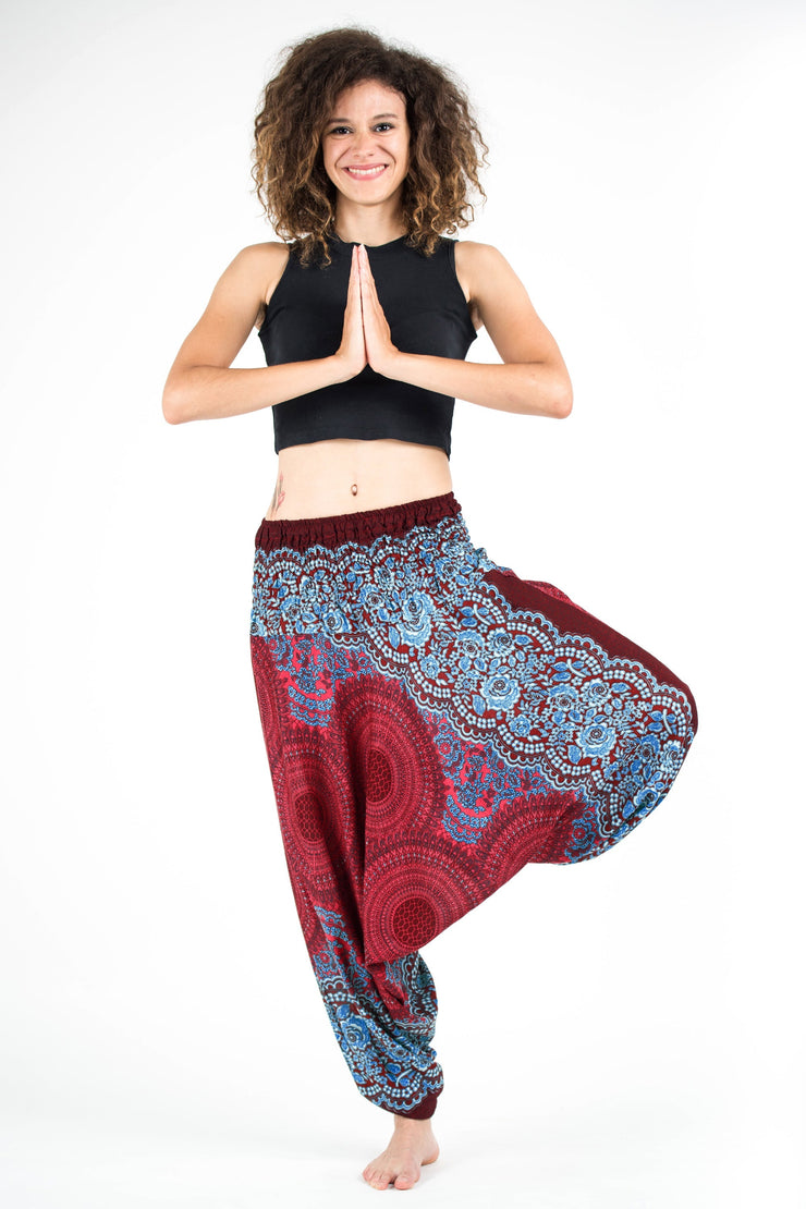 Geometric Mandalas 2-in-1 Jumpsuit Harem Pants in Red