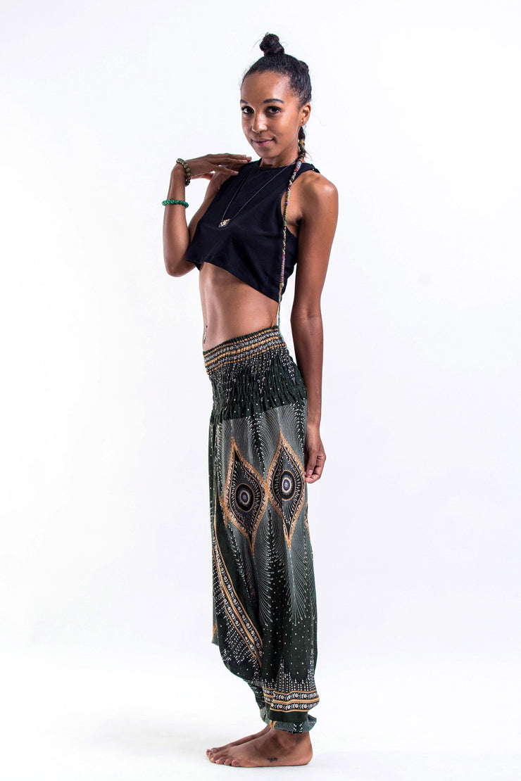 Diamond Peacock 2-in-1 Jumpsuit Harem Pants in Green