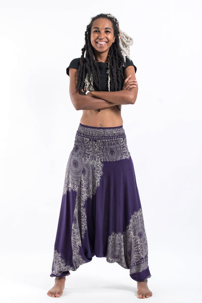 Floral Mandalas 2-in-1 Jumpsuit Harem Pants in Purple