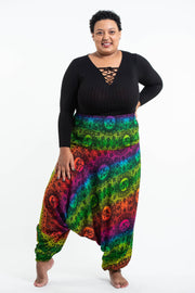 Plus Size Rainbow Elephant 2-in-1 Jumpsuit Elephant Pants in Green