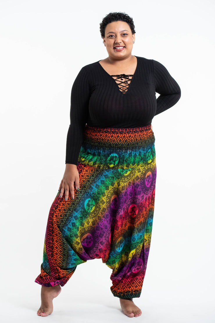 Plus Size Rainbow Elephant 2-in-1 Jumpsuit Elephant Pants in Purple