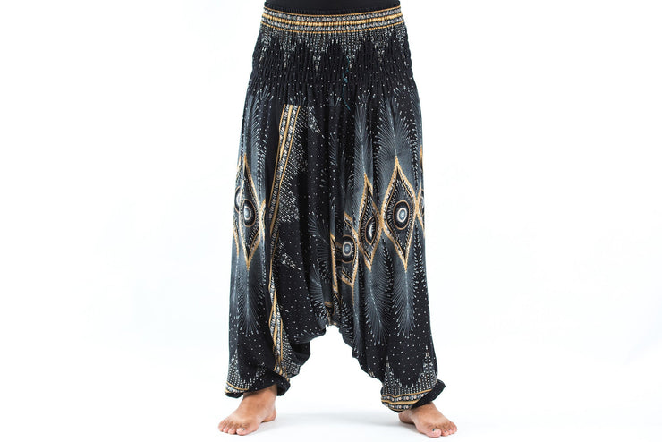 Plus Size Diamond Peacock 2-in-1 Jumpsuit Harem Pants in Black