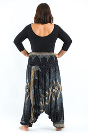 Plus Size Diamond Peacock 2-in-1 Jumpsuit Harem Pants in Black