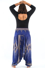 Plus Size Diamond Peacock 2-in-1 Jumpsuit Harem Pants in Blue