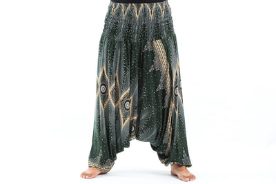 Plus Size Diamond Peacock 2-in-1 Jumpsuit Harem Pants in Green