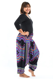 Plus Size Dashiki Prints 2-in-1 Jumpsuit Harem Pants in Black