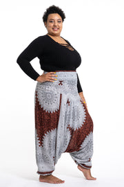 Plus Size Marble Mandalas 2-in-1 Jumpsuit Harem Pants in Brown