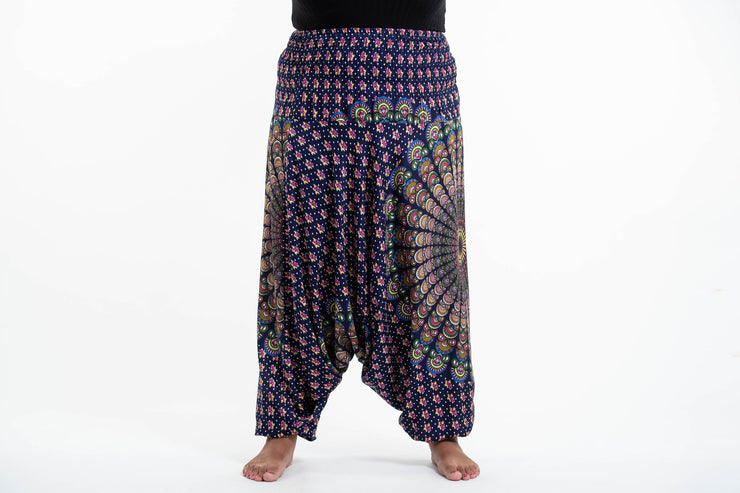 Plus Size Peacock Mandalas 2-in-1 Jumpsuit Harem Pants in Blue