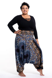 Plus Size Paisley Mandalas 2-in-1 Jumpsuit Harem Pants in Blue Gray