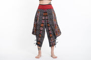 Clovers Thai Hill Tribe Fabric Women's Harem Pants with Ankle Straps in Black