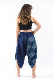 Two Tone Maze Prints Women's Three Quarter Pants in Blue