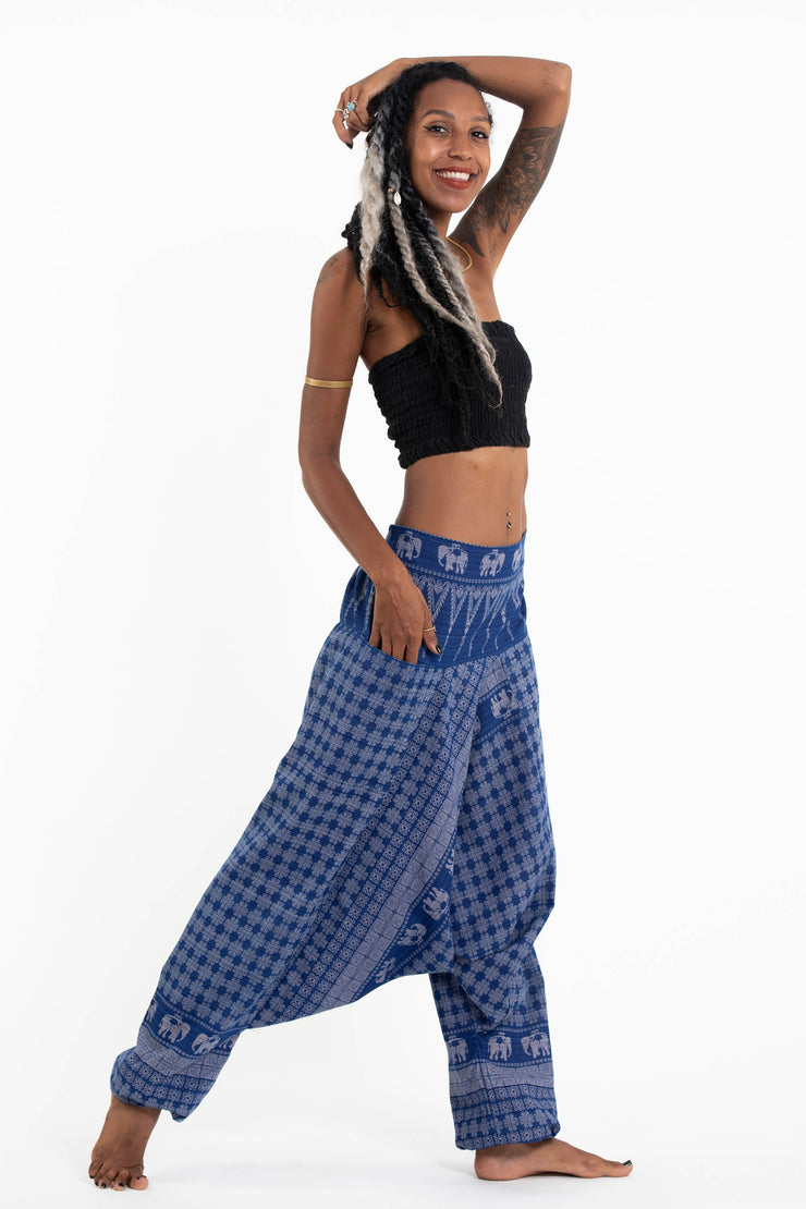 Hill Tribe Elephant Women's Elephant Pants in Blue