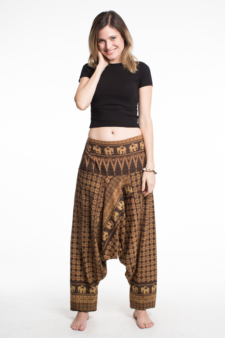 Hill Tribe Elephant Women's Elephant Pants in Brown