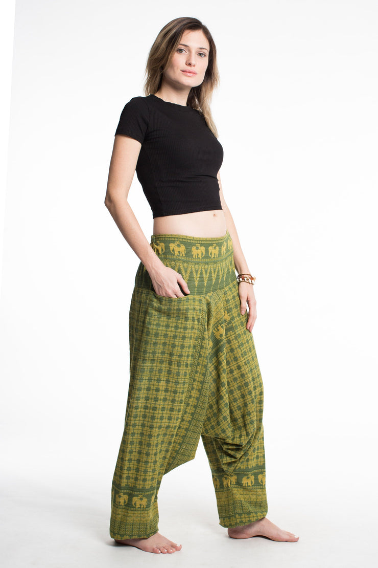 Hill Tribe Elephant Women's Elephant Pants in Green