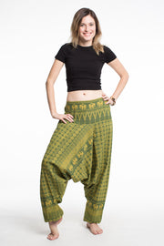 Hill Tribe Elephant Women's Elephant Pants in Green