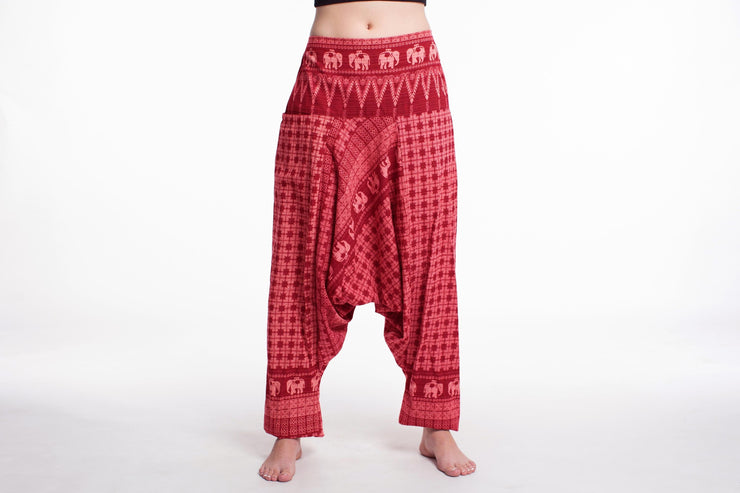 Hill Tribe Elephant Women's Elephant Pants in Red